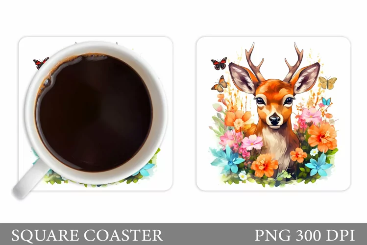 Cute Deer Coaster Design. Deer Coaster Sublimation