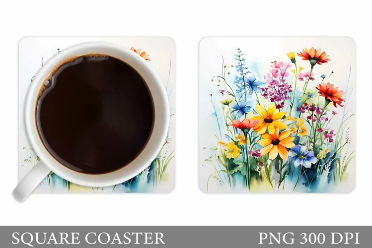 Flowers Coaster Design. Wildflowers Coaster Sublimation