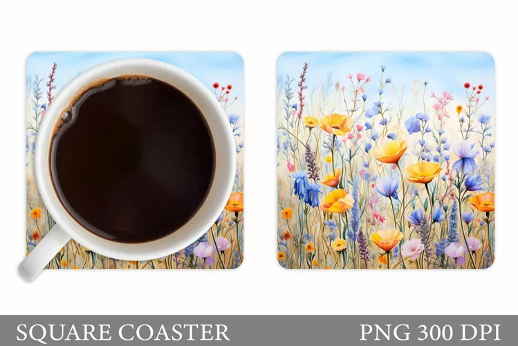 Flowers Coaster Design. Wildflowers Coaster Sublimation