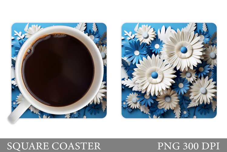 3D Flowers Coaster Design. Flowers Coaster Sublimation example image 1