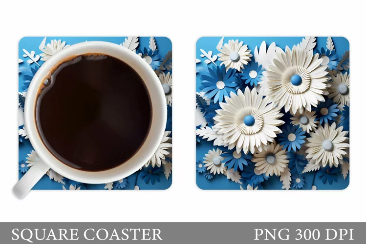 3D Flowers Coaster Design. Flowers Coaster Sublimation