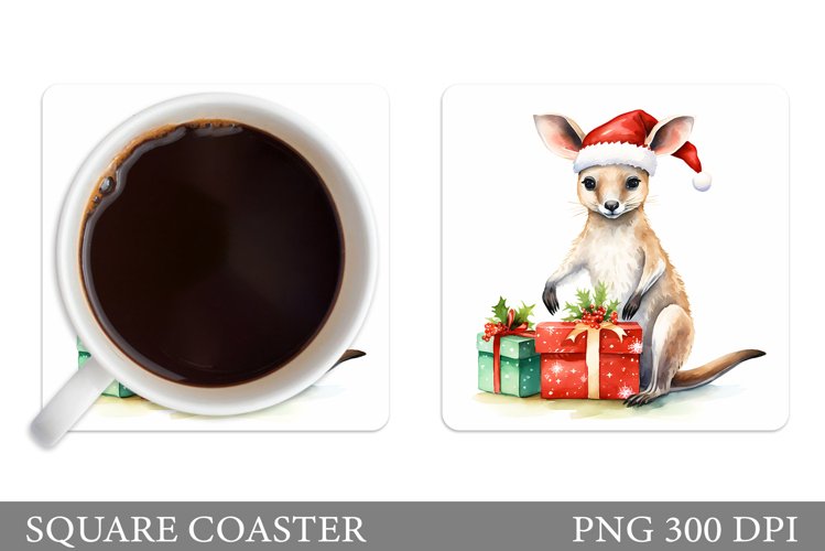 Christmas Kangaroo Coaster. Cute Kangaroo Coaster Design example image 1