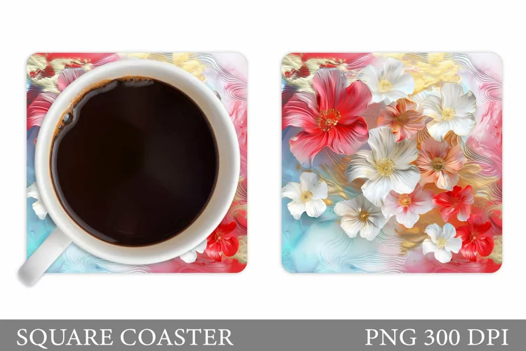 Flowers Coaster Design. Sublimation Coaster Flowers