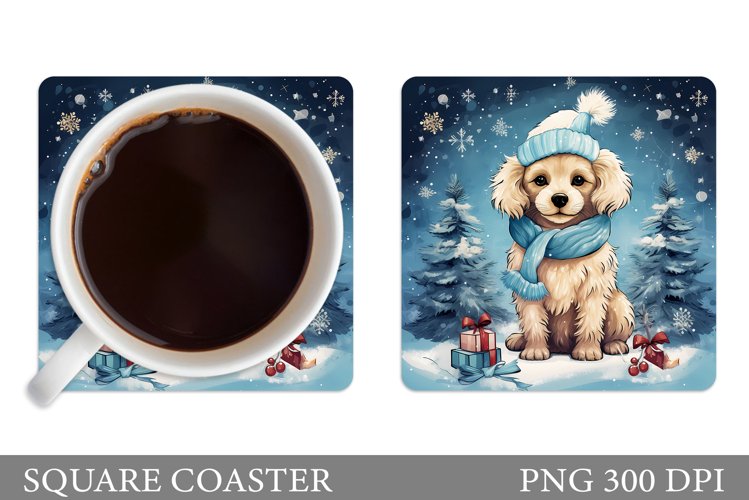 Christmas Dog Coaster. Winter Dog Coaster Sublimation