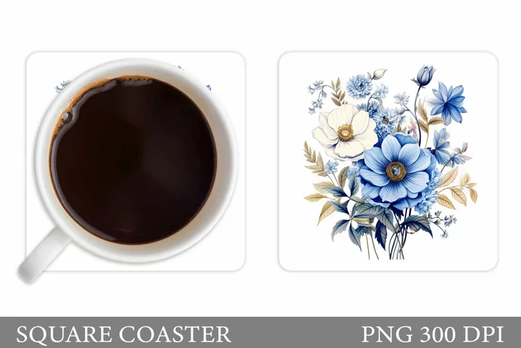 Flowers Coaster Design. Floral Coaster Sublimation