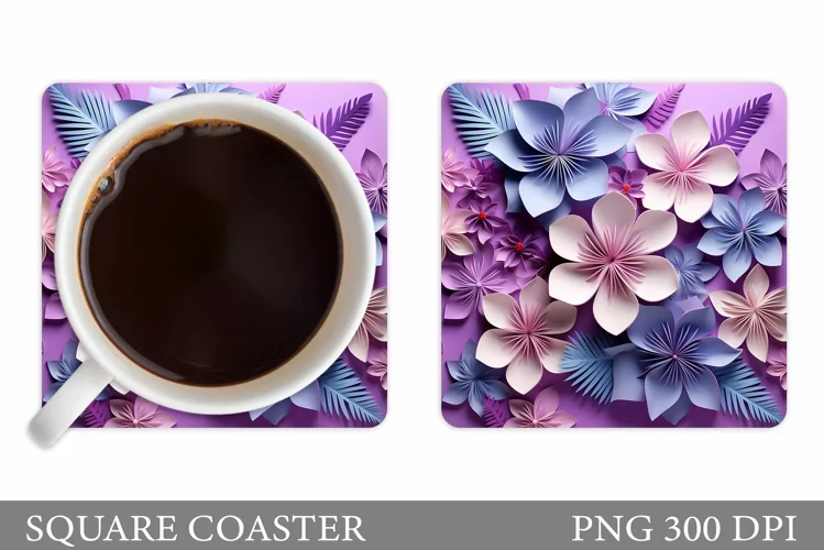 Flowers Coaster Design. 3D Flowers Coaster Sublimation
