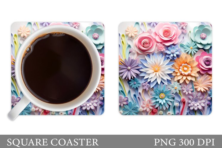 Flowers Coaster Design. 3D Flowers Coaster Sublimation