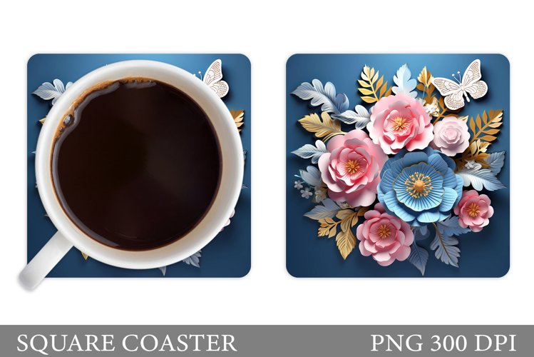 Flowers Coaster Design. 3D Flowers Coaster Sublimation example image 1