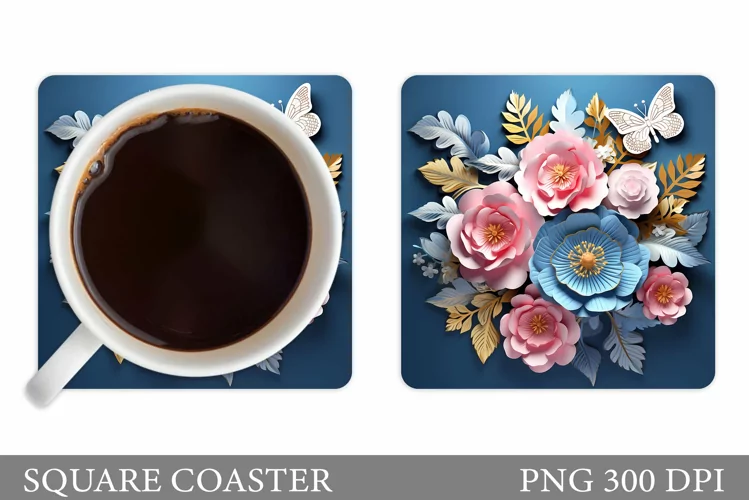 Flowers Coaster Design. 3D Flowers Coaster Sublimation
