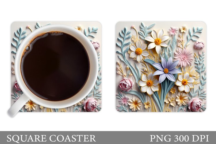 3D Flowers Coaster Design. 3D Daisy Flowers Coaster example image 1