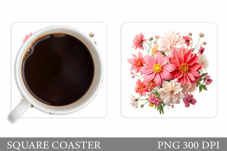 Flowers Coaster Sublimation. 3D Flowers Coaster Design