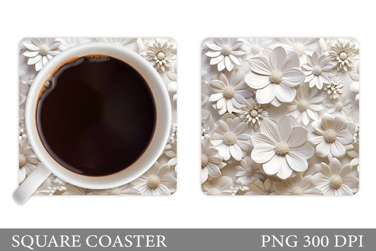 3D Flowers Coaster Design. Flowers Coaster Sublimation example image 1