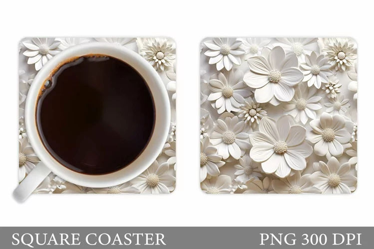 3D Flowers Coaster Design. Flowers Coaster Sublimation
