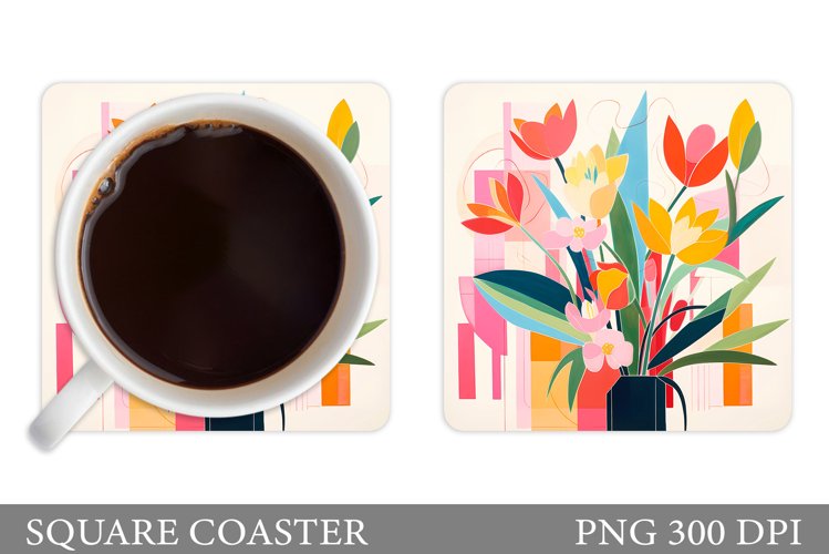 Flowers Coaster Design. Sublimation Coaster Flowers example image 1