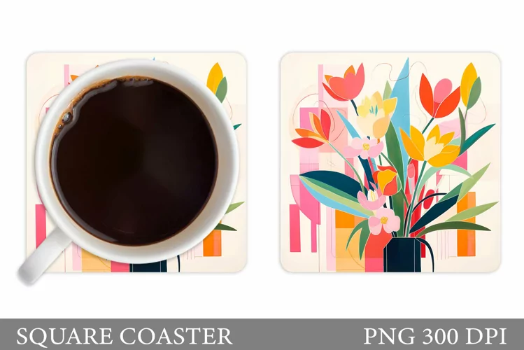 Flowers Coaster Design. Sublimation Coaster Flowers