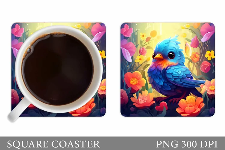 Cute Bird Coaster Sublimation. 3D Bird Coaster Design