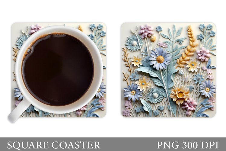 3D Flowers Coaster Design. Flowers Coaster Sublimation example image 1