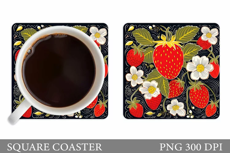 Strawberry Coaster Design. Berry Coaster Sublimation