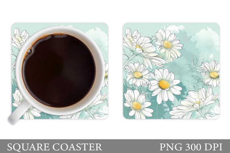 Flowers Coaster Design. Daisy Flowers Coaster Sublimation