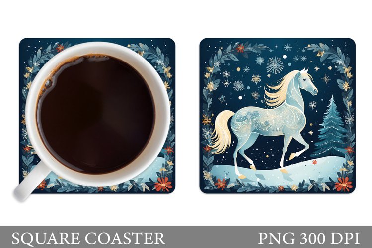 Winter Horse Coaster.Horse Square Coaster Sublimation