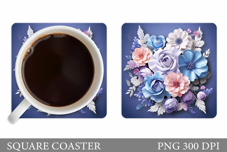 Flowers Coaster Design. 3D Flowers Coaster Sublimation