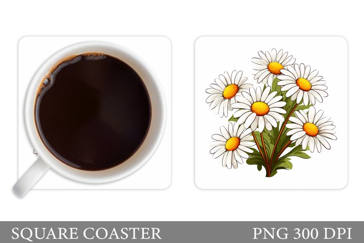 Daisy Flowers Coaster Design. Flowers Coaster Sublimation example image 1