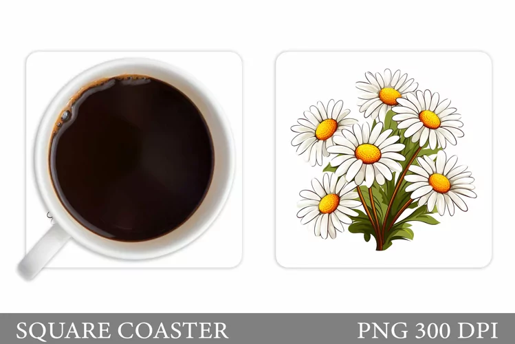 Daisy Flowers Coaster Design. Flowers Coaster Sublimation