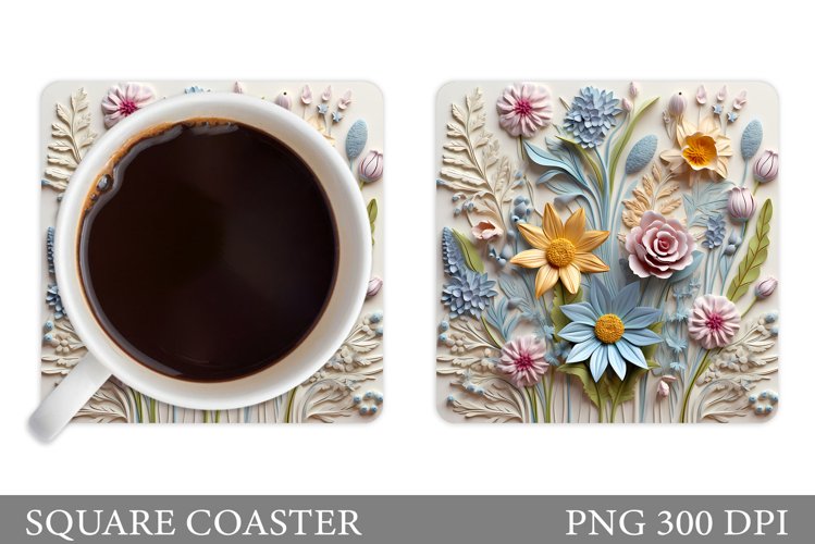 Flowers Coaster Design. 3D Flowers Coaster Sublimation