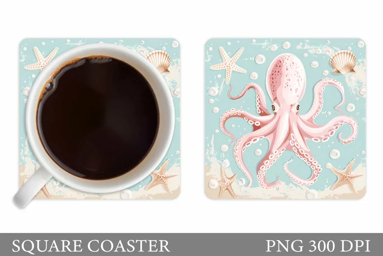 Octopus Coaster Design. Sea Coaster Sublimation
