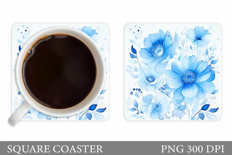 Flowers Coaster Design. Floral Coaster Sublimation