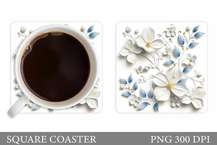 Flowers Coaster Design. 3D Flowers Coaster Sublimation