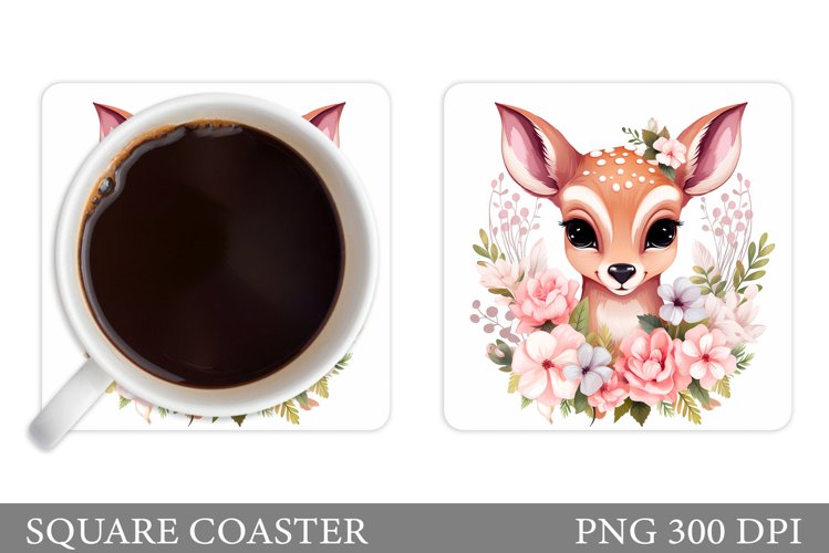 Cute Deer Coaster Design. Deer Coaster Sublimation example image 1