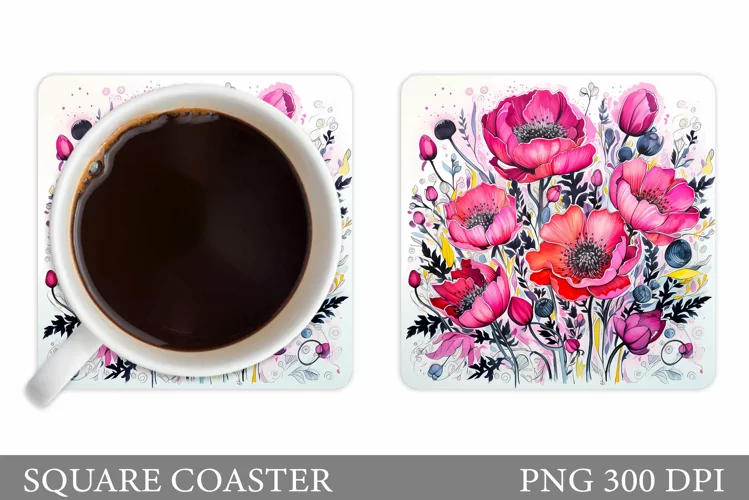 Flowers Coaster Design. Flowers Coaster Sublimation