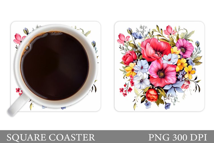 Flowers Coaster Design. Flowers Coaster Sublimation example image 1