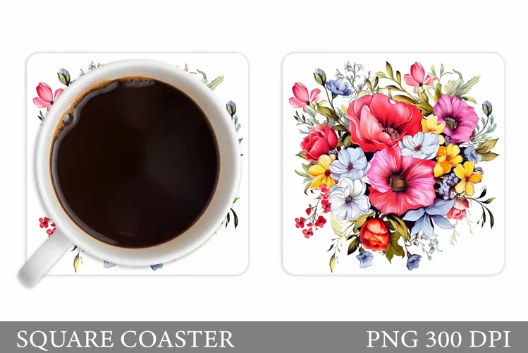 Flowers Coaster Design. Flowers Coaster Sublimation