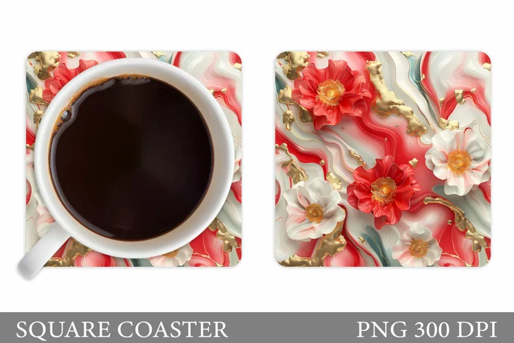Flowers Coaster Design. Sublimation Coaster Flowers