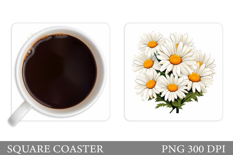Daisy Flowers Coaster Design. Flowers Coaster Sublimation example image 1