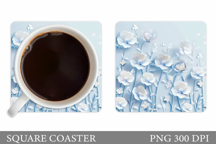 3D Flowers Coaster Design. Flowers Coaster Sublimation