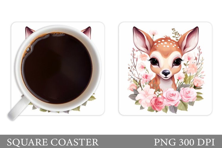 Cute Deer Coaster Design. Cute Deer Sublimation example image 1