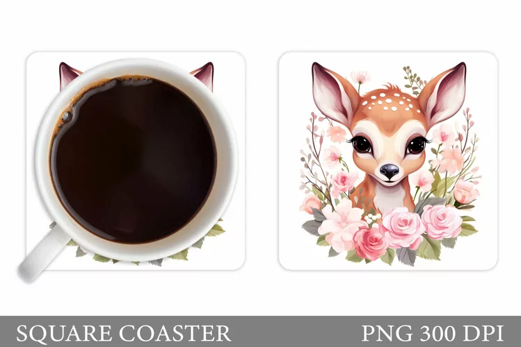 Cute Deer Coaster Design. Cute Deer Sublimation