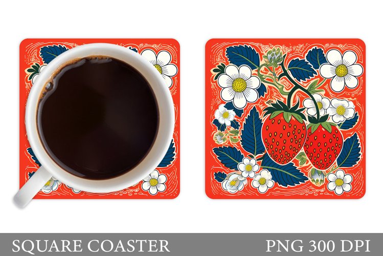 Strawberry Coaster Design. Summer Coaster Sublimation