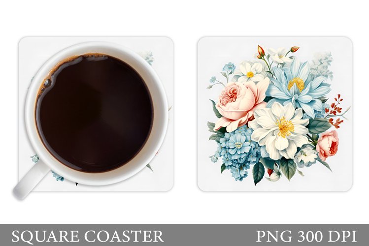 Flowers Square Coaster Sublimation. Flowers Coaster Design