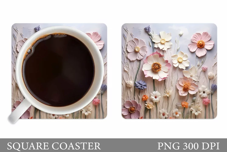 Flowers Coaster Sublimation. Wildflowers Coaster Design