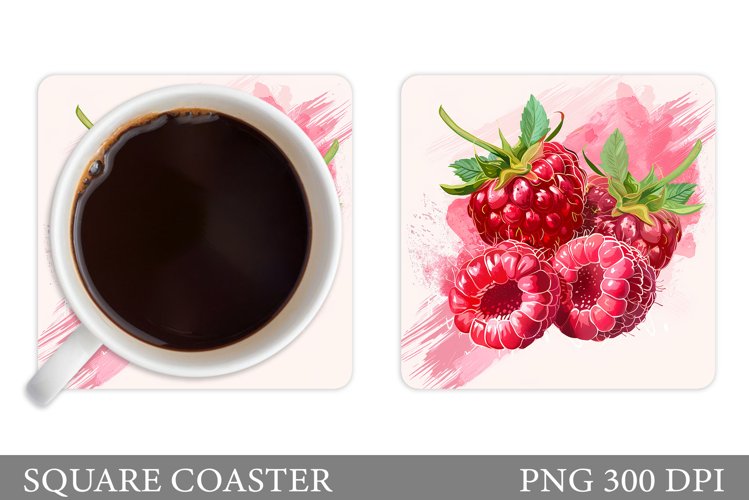 Raspberries Coaster Design. Berry Coaster Sublimation