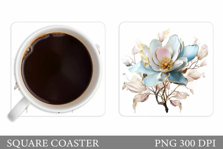 Flowers Square Coaster Sublimation. Flowers Coaster Design
