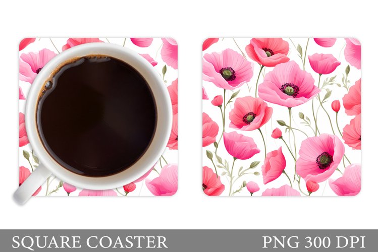 Flowers Coaster Design. Poppies Coaster Sublimation example image 1
