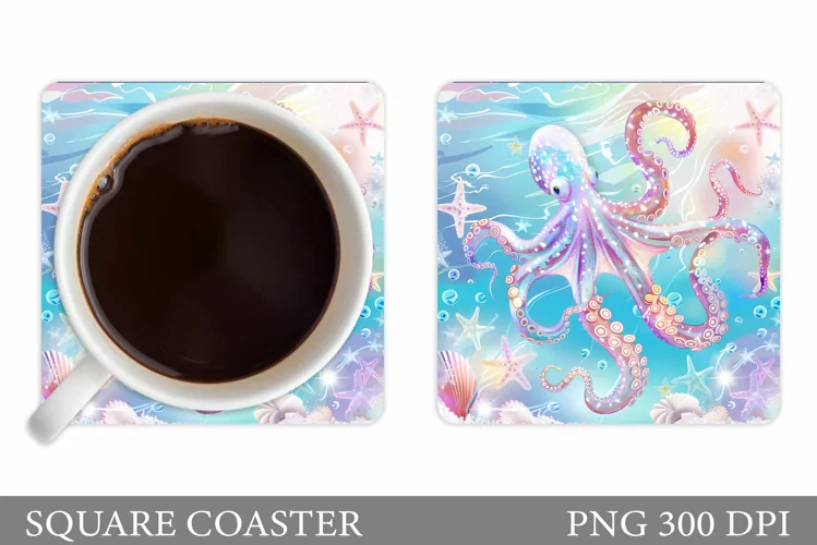 Octopus Coaster Design. Undersea World Coaster Sublimation
