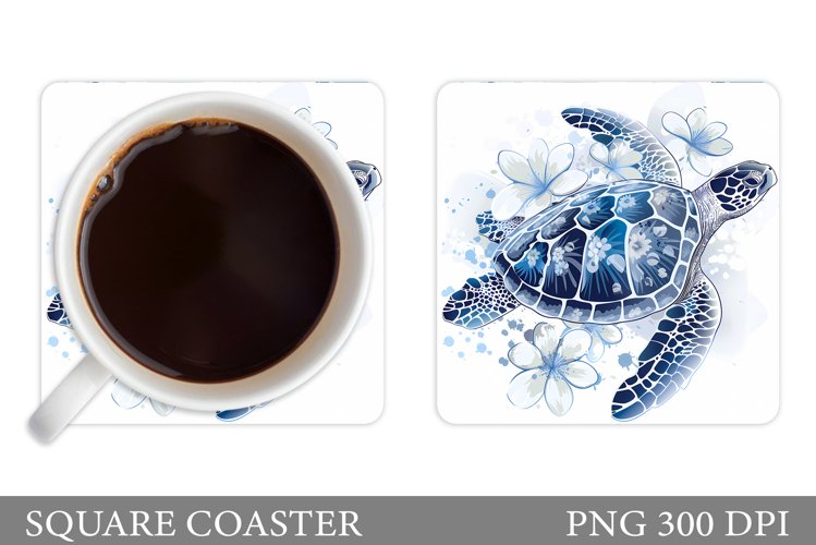 Turtle Coaster Design. Flowers Coaster Sublimation example image 1