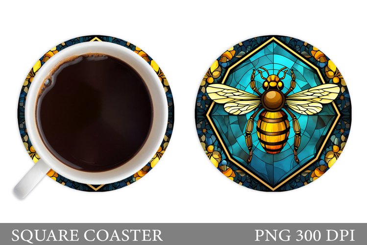 Stained Glass Bee Coaster. Bee Coaster Sublimation