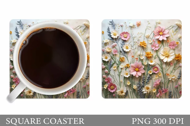 3D Flowers Coaster. 3D Wildflowers Coaster Sublimation